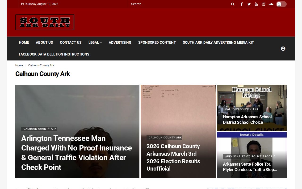 Calhoun County arrest news section at South Ark Daily